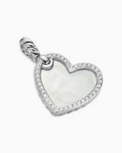 DY Elements® Heart Amulet Sterling Silver with Mother of Pearl and Diamonds, 18.7mm