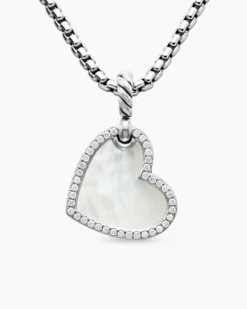 DY Elements® Heart Amulet Sterling Silver with Mother of Pearl and Diamonds, 18.7mm