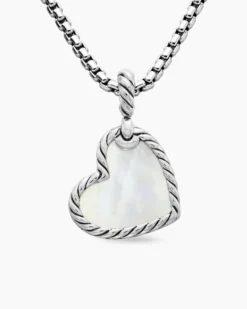 DY Elements® Heart Amulet Sterling Silver with Mother of Pearl and Diamonds, 18.7mm