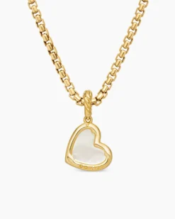 DY Elements® Heart Pendant 18K Yellow Gold with Mother of Pearl and Diamonds, 11mm