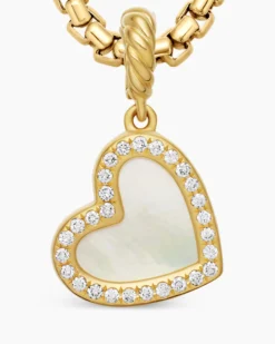 DY Elements® Heart Pendant 18K Yellow Gold with Mother of Pearl and Diamonds, 11mm