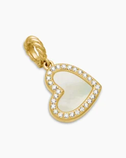 DY Elements® Heart Pendant 18K Yellow Gold with Mother of Pearl and Diamonds, 11mm