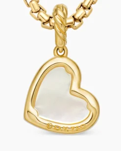 DY Elements® Heart Pendant 18K Yellow Gold with Mother of Pearl and Diamonds, 11mm