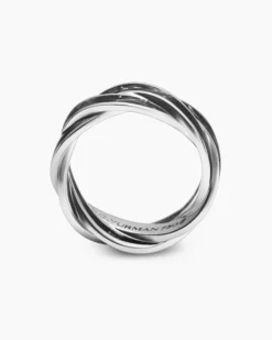 DY Helios™ Band Ring 18K White Gold with Forged Carbon, 9mm