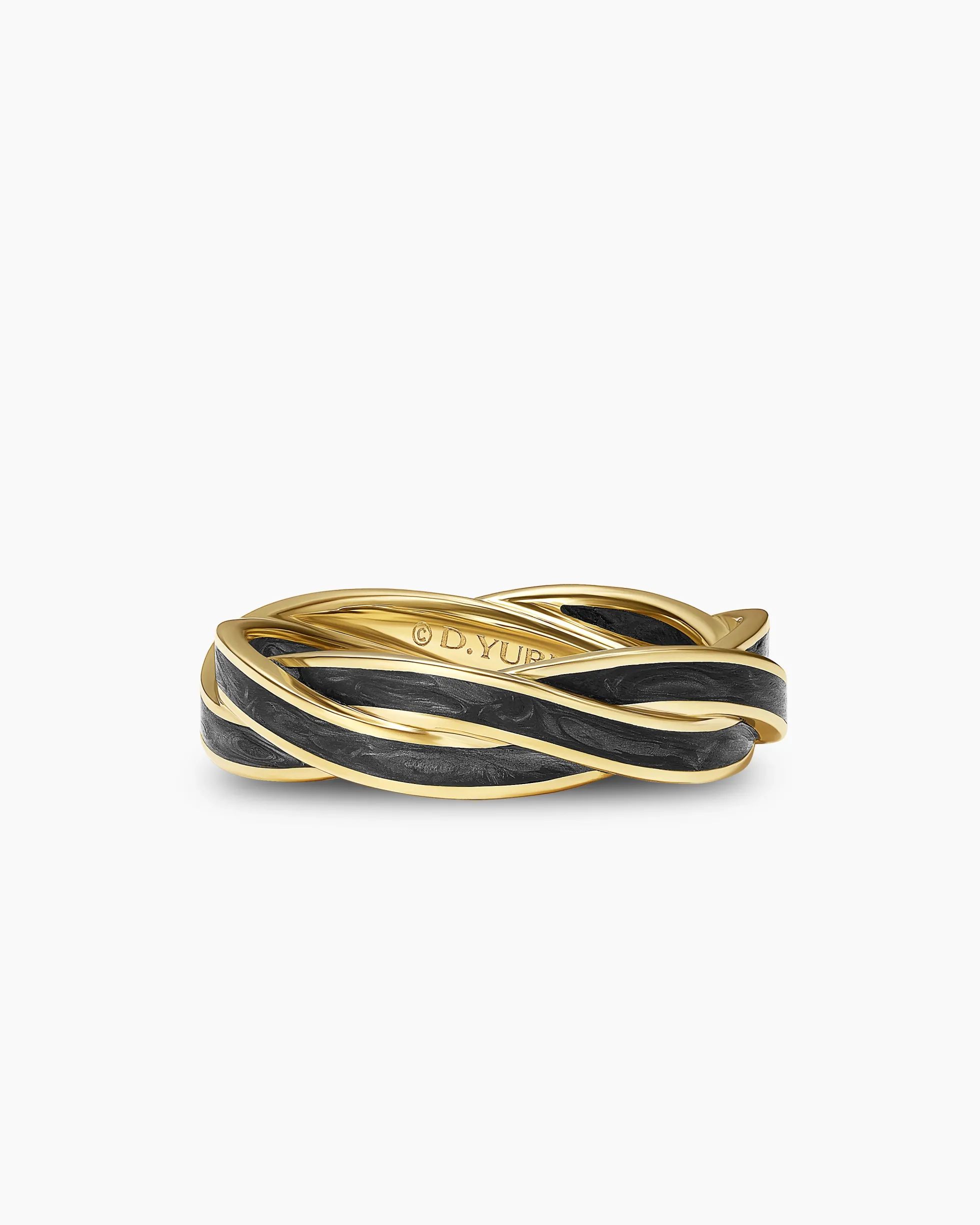 DY Helios™ Band Ring 18K Yellow Gold with Forged Carbon, 6mm