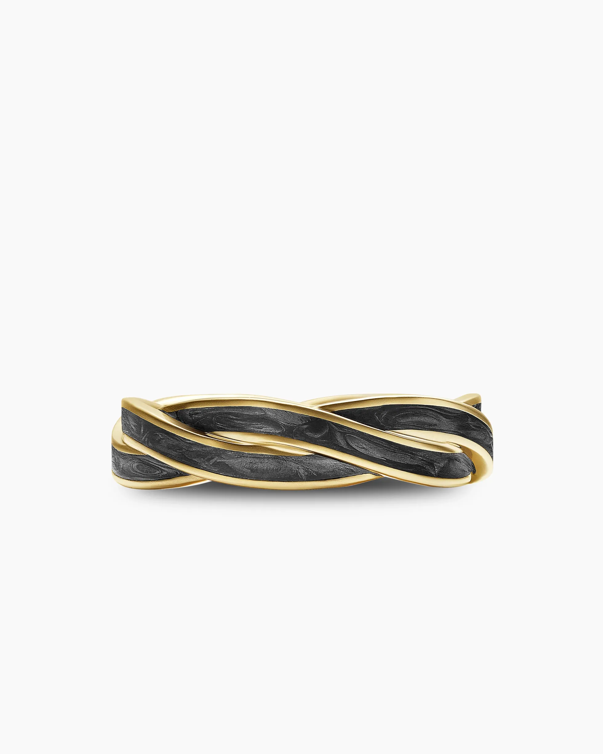 DY Helios™ Band Ring 18K Yellow Gold with Forged Carbon, 6mm