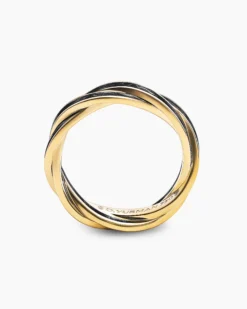DY Helios™ Band Ring 18K Yellow Gold with Forged Carbon, 6mm