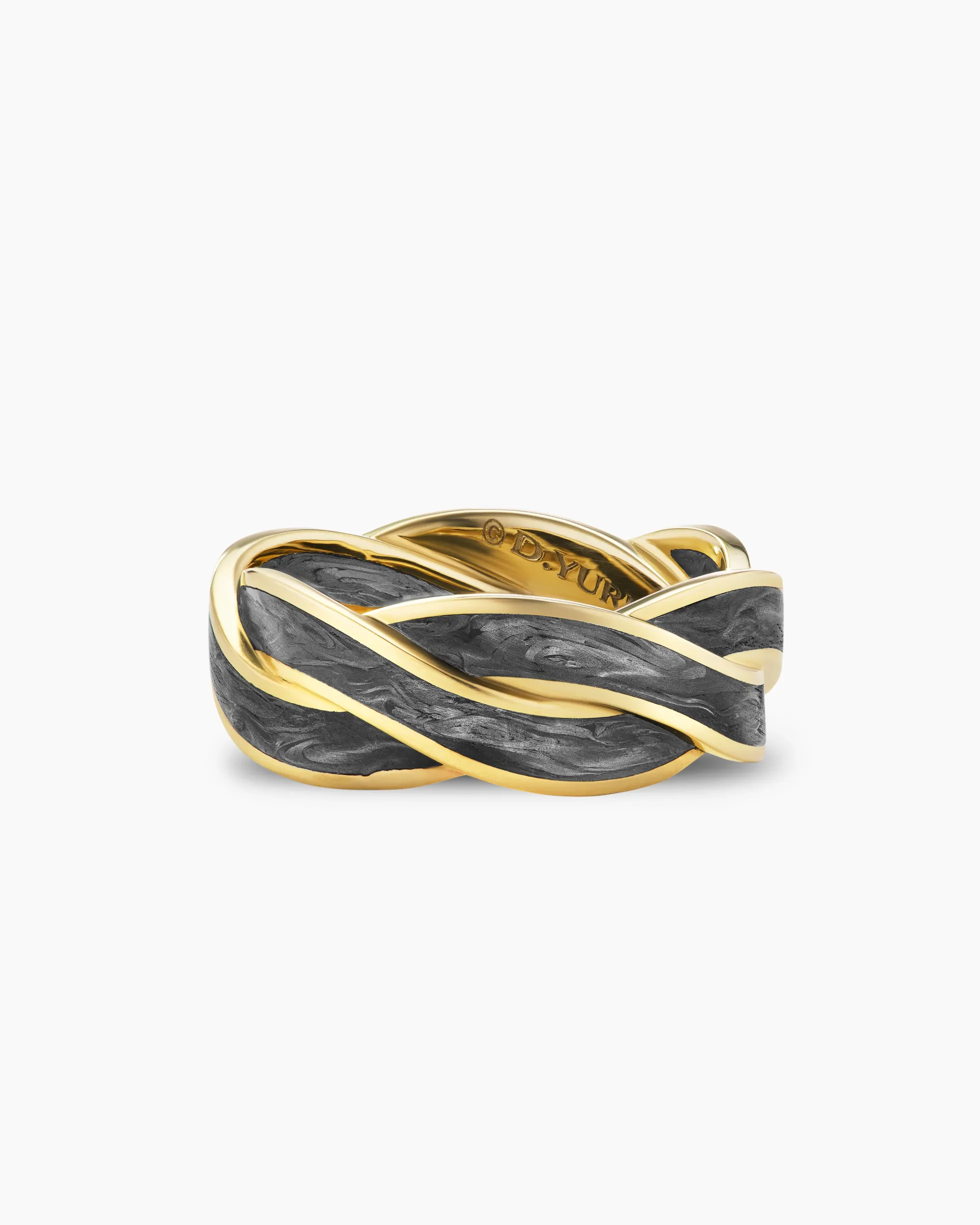 DY Helios™ Band Ring 18K Yellow Gold with Forged Carbon, 9mm
