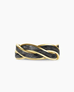 DY Helios™ Band Ring 18K Yellow Gold with Forged Carbon, 9mm