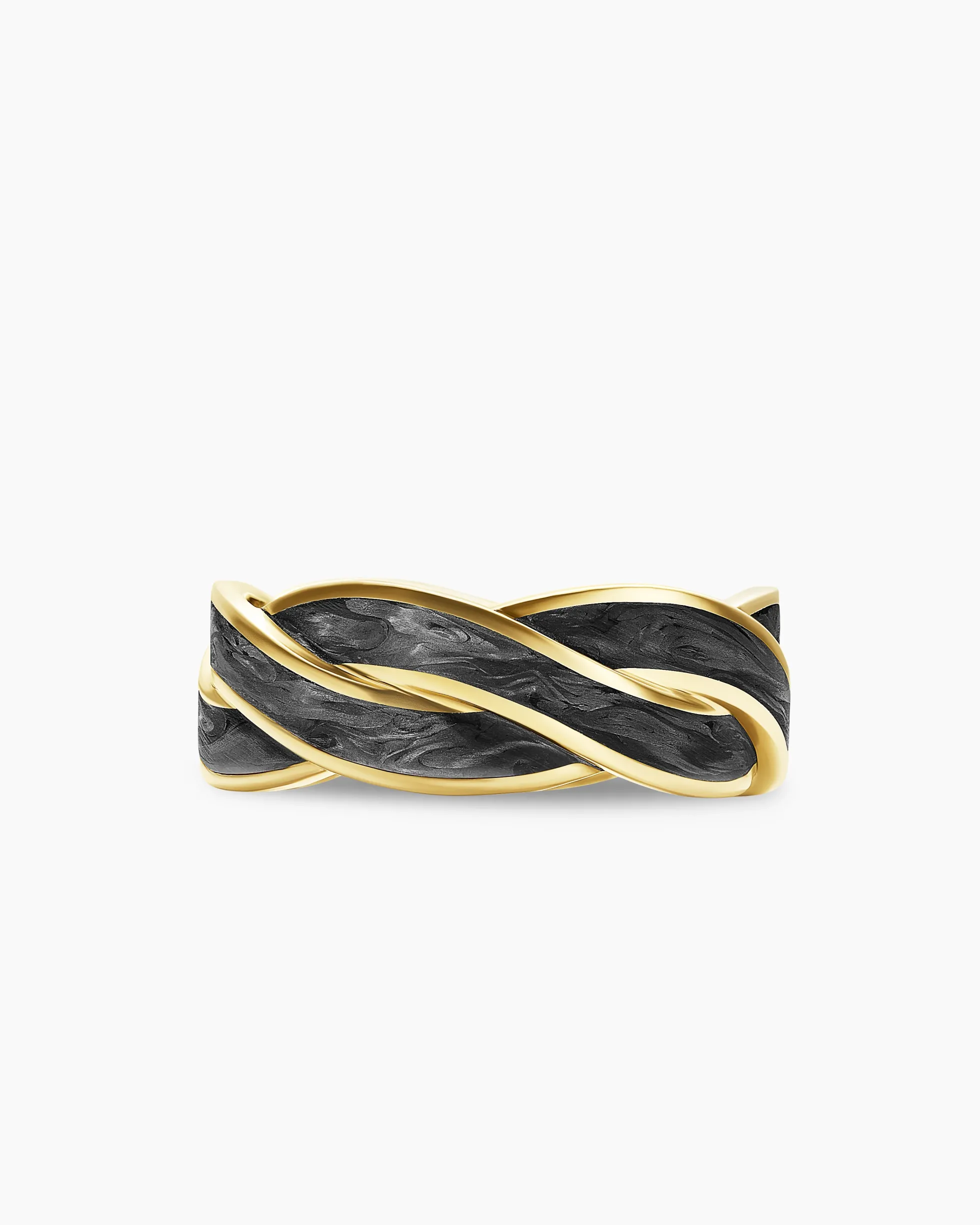 DY Helios™ Band Ring 18K Yellow Gold with Forged Carbon, 9mm