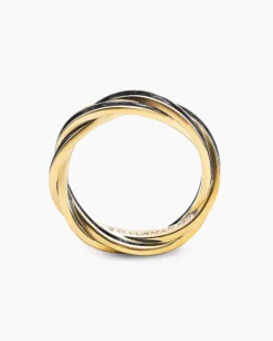 DY Helios™ Band Ring 18K Yellow Gold with Forged Carbon, 9mm