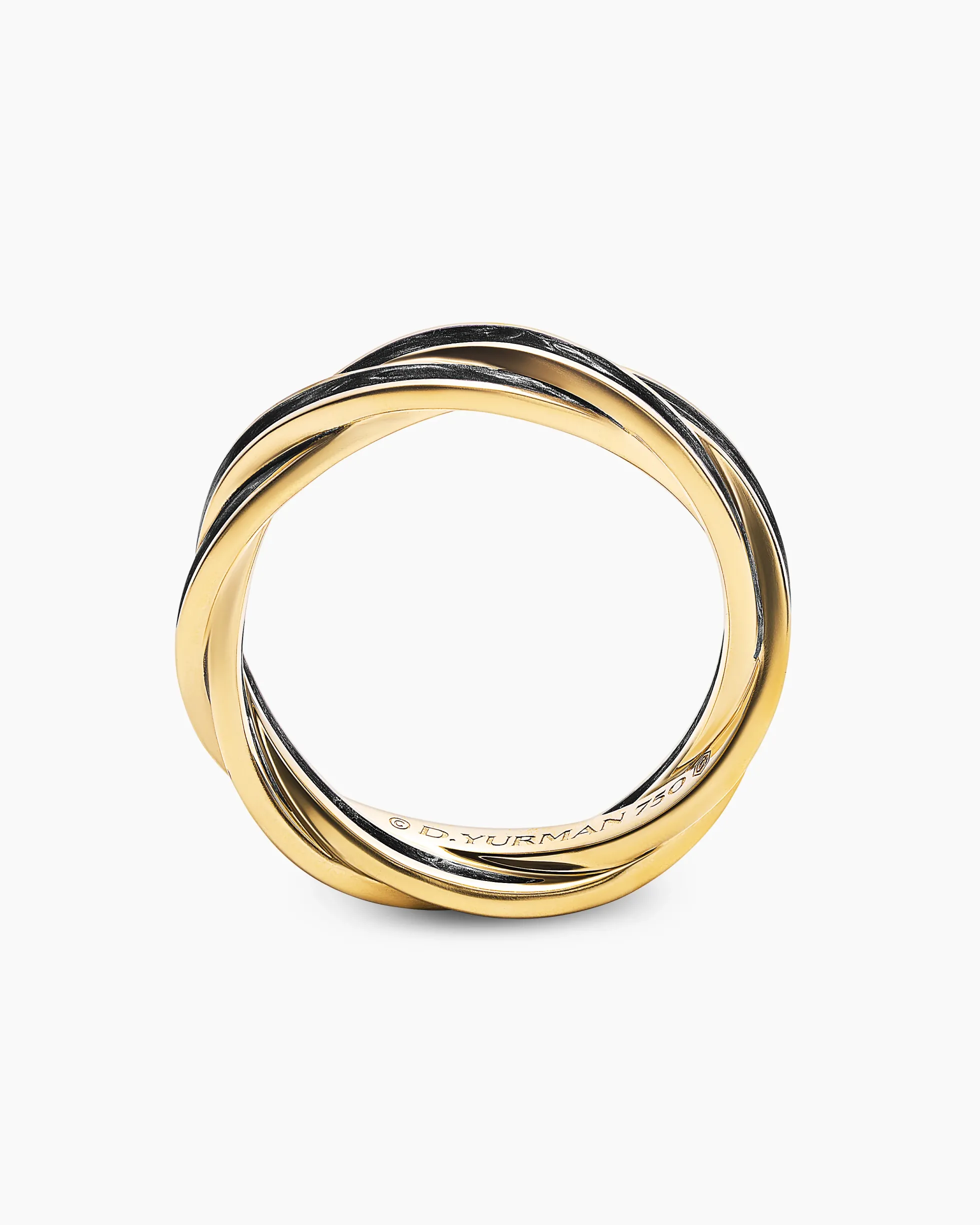 DY Helios™ Band Ring 18K Yellow Gold with Forged Carbon, 9mm