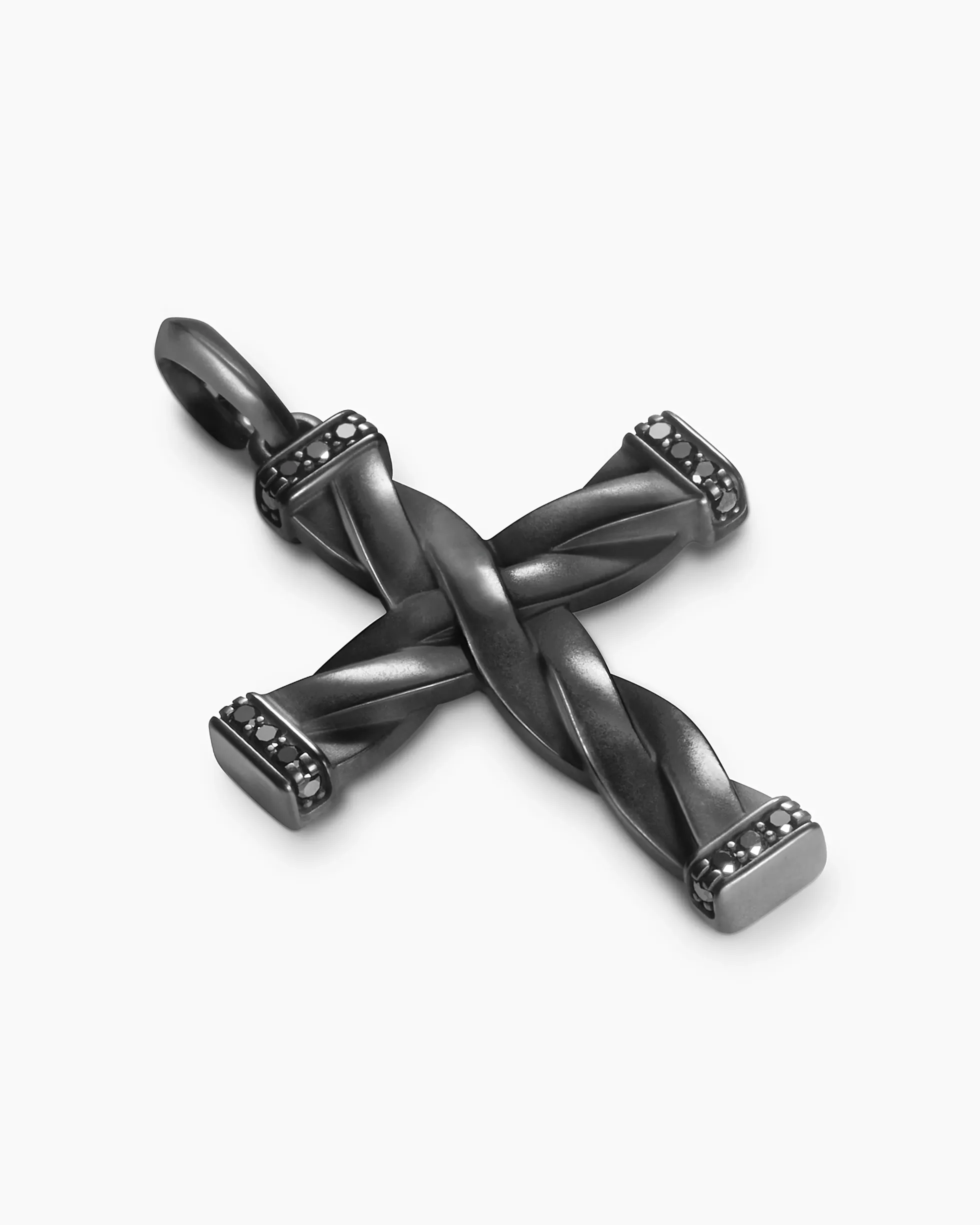DY Helios™ Cross Pendant Black Titanium with Black Diamonds, 36mm