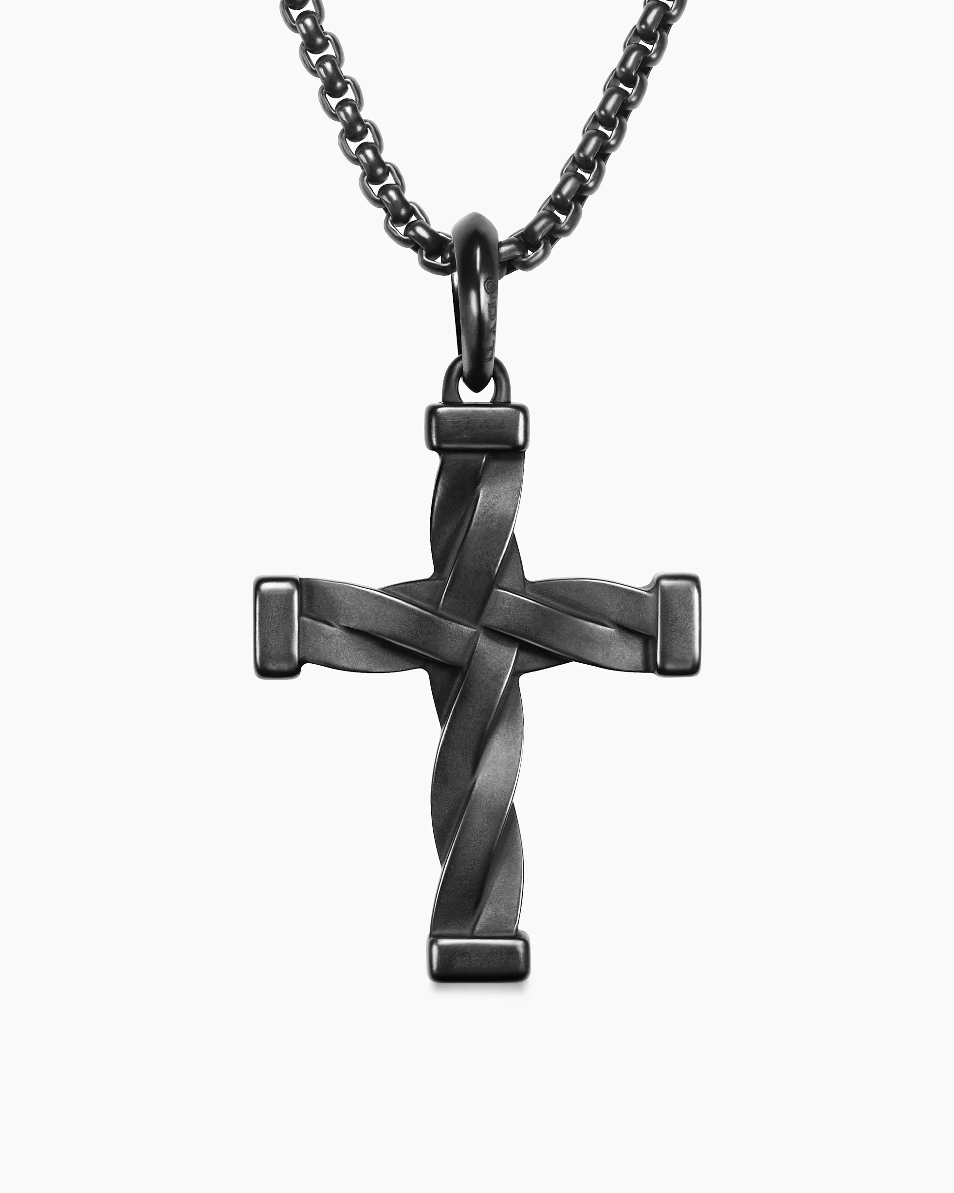 DY Helios™ Cross Pendant Black Titanium with Black Diamonds, 36mm