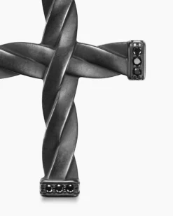 DY Helios™ Cross Pendant Black Titanium with Black Diamonds, 36mm