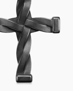 DY Helios™ Cross Pendant Black Titanium with Black Diamonds, 36mm