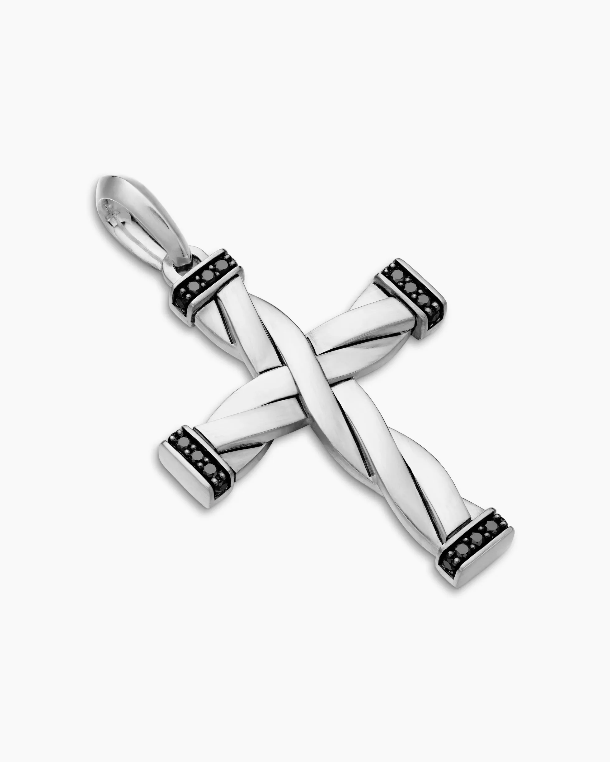 DY Helios™ Cross Pendant Sterling Silver with Black Diamonds, 36mm