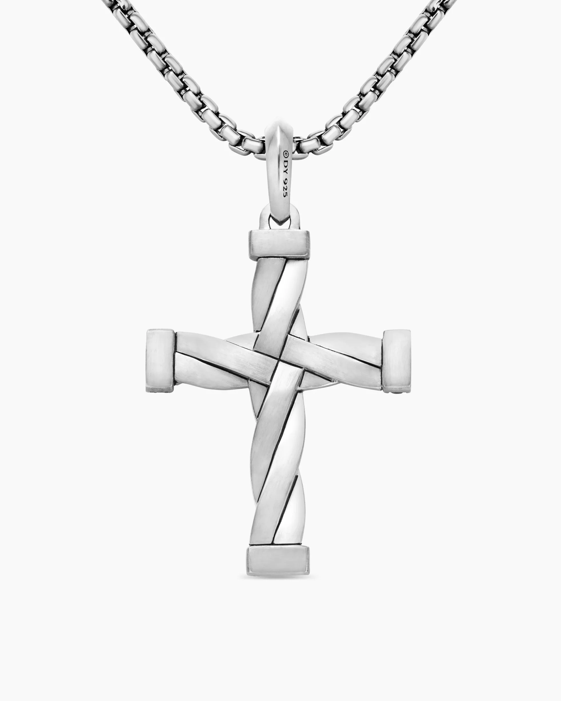 DY Helios™ Cross Pendant Sterling Silver with Black Diamonds, 36mm