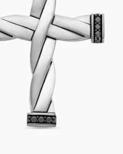 DY Helios™ Cross Pendant Sterling Silver with Black Diamonds, 36mm
