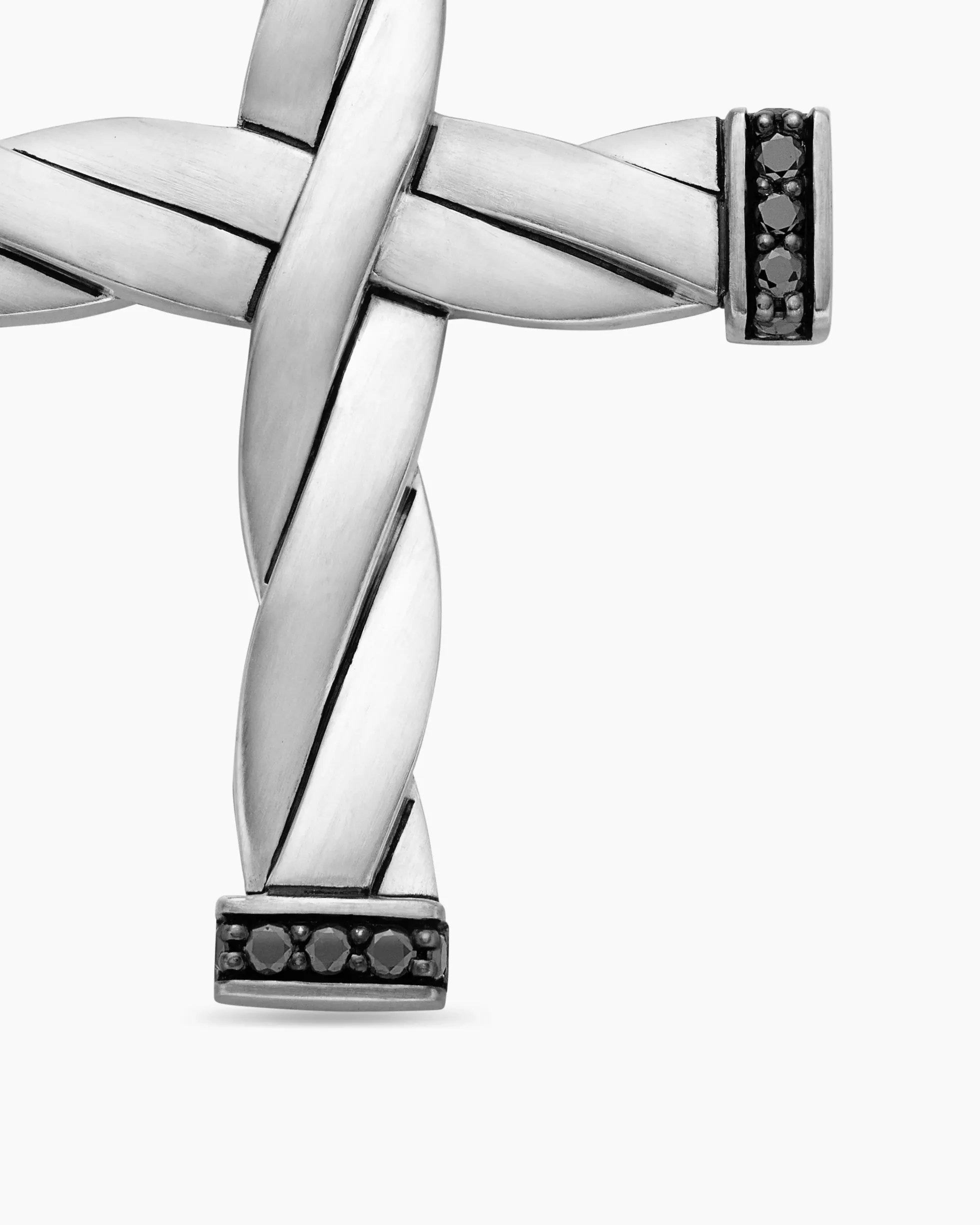 DY Helios™ Cross Pendant Sterling Silver with Black Diamonds, 36mm