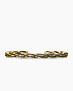 DY Helios™ Cuff Bracelet 18K Yellow Gold with Forged Carbon, 6mm