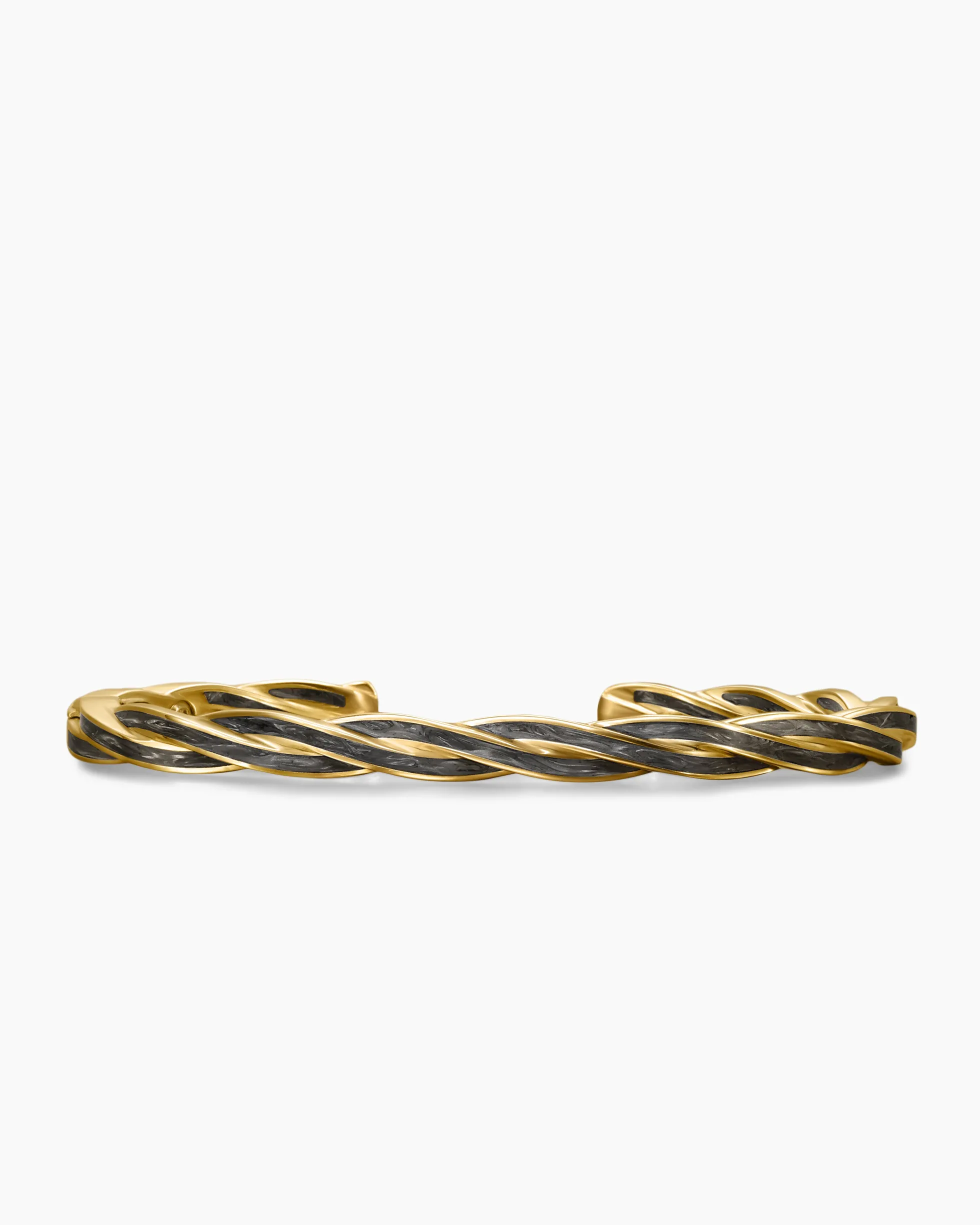 DY Helios™ Cuff Bracelet 18K Yellow Gold with Forged Carbon, 6mm