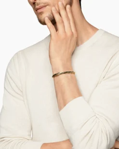 DY Helios™ Cuff Bracelet 18K Yellow Gold with Forged Carbon, 6mm
