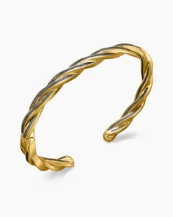 DY Helios™ Cuff Bracelet 18K Yellow Gold with Forged Carbon, 6mm