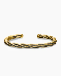 DY Helios™ Cuff Bracelet 18K Yellow Gold with Forged Carbon, 6mm