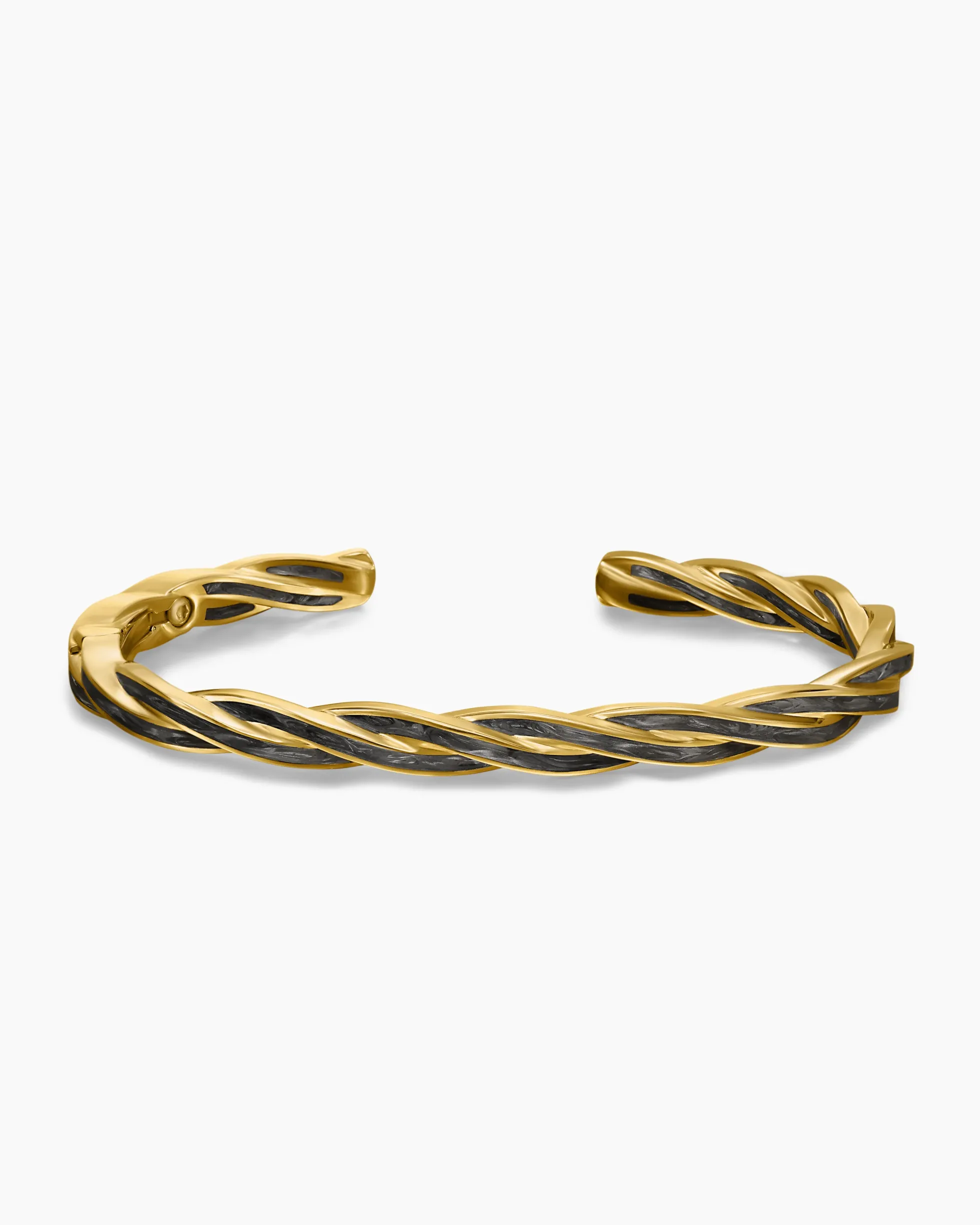 DY Helios™ Cuff Bracelet 18K Yellow Gold with Forged Carbon, 6mm