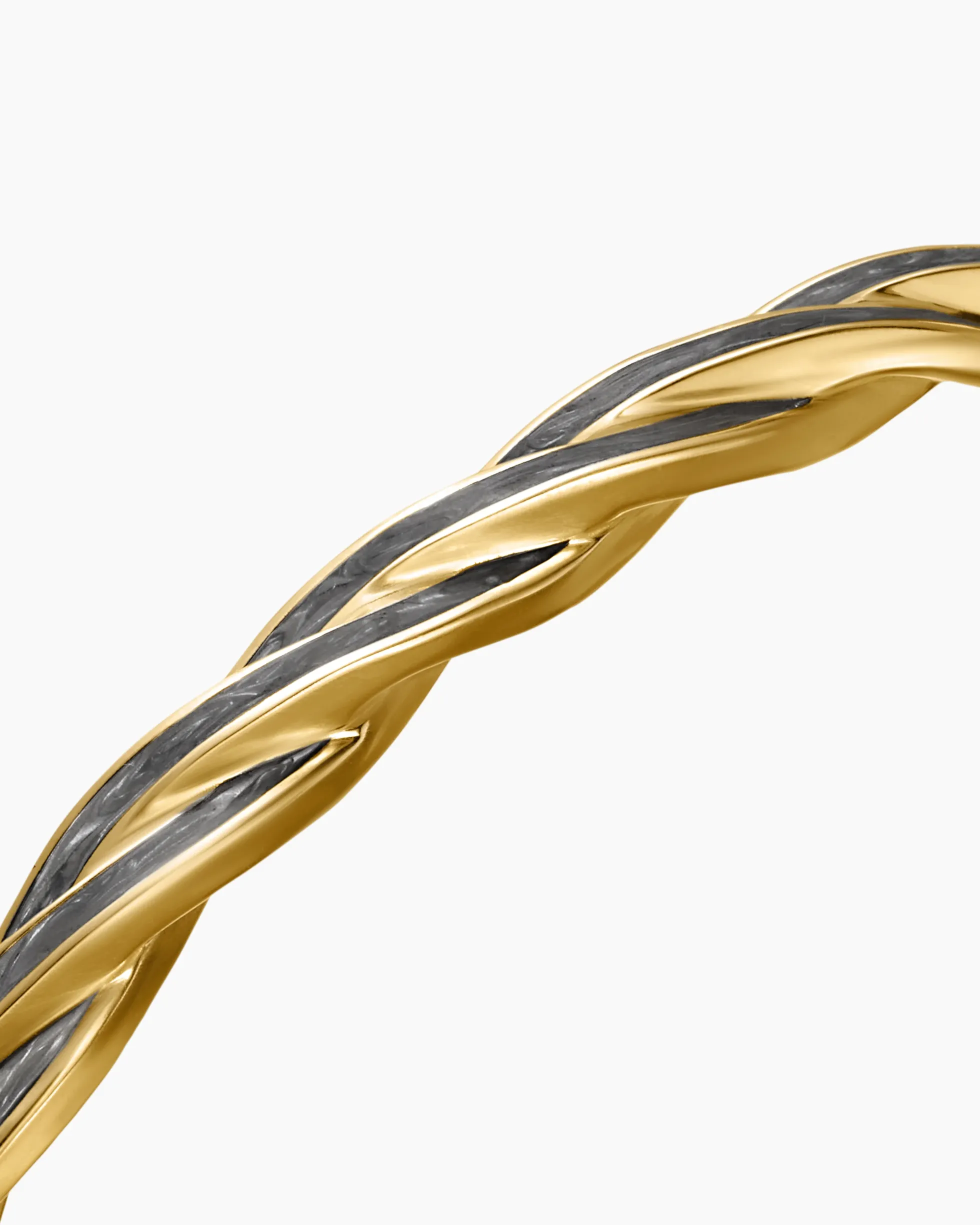 DY Helios™ Cuff Bracelet 18K Yellow Gold with Forged Carbon, 6mm