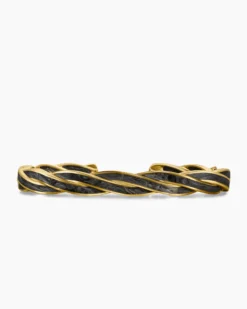 DY Helios™ Cuff Bracelet 18K Yellow Gold with Forged Carbon, 9mm