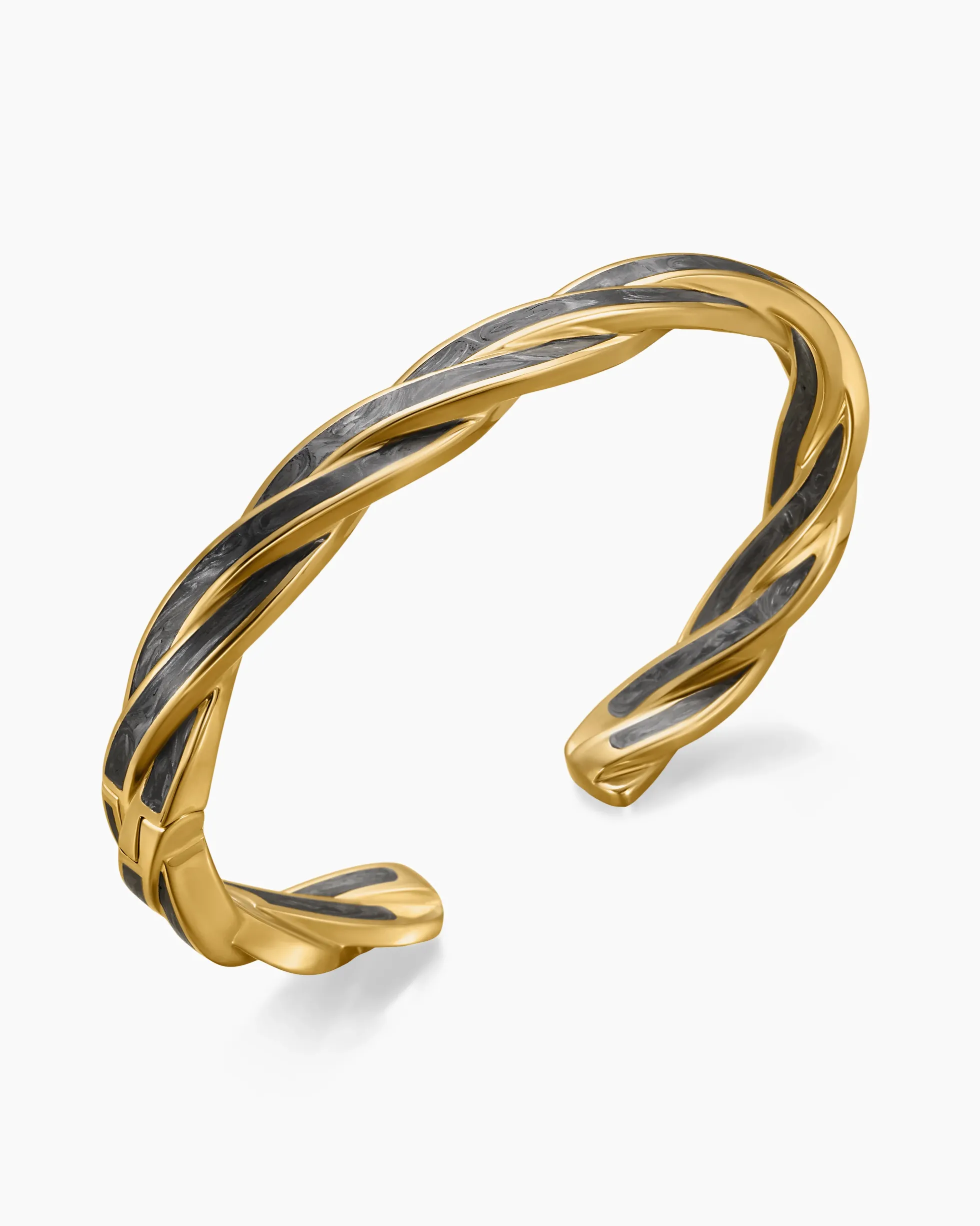 DY Helios™ Cuff Bracelet 18K Yellow Gold with Forged Carbon, 9mm
