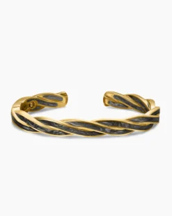 DY Helios™ Cuff Bracelet 18K Yellow Gold with Forged Carbon, 9mm
