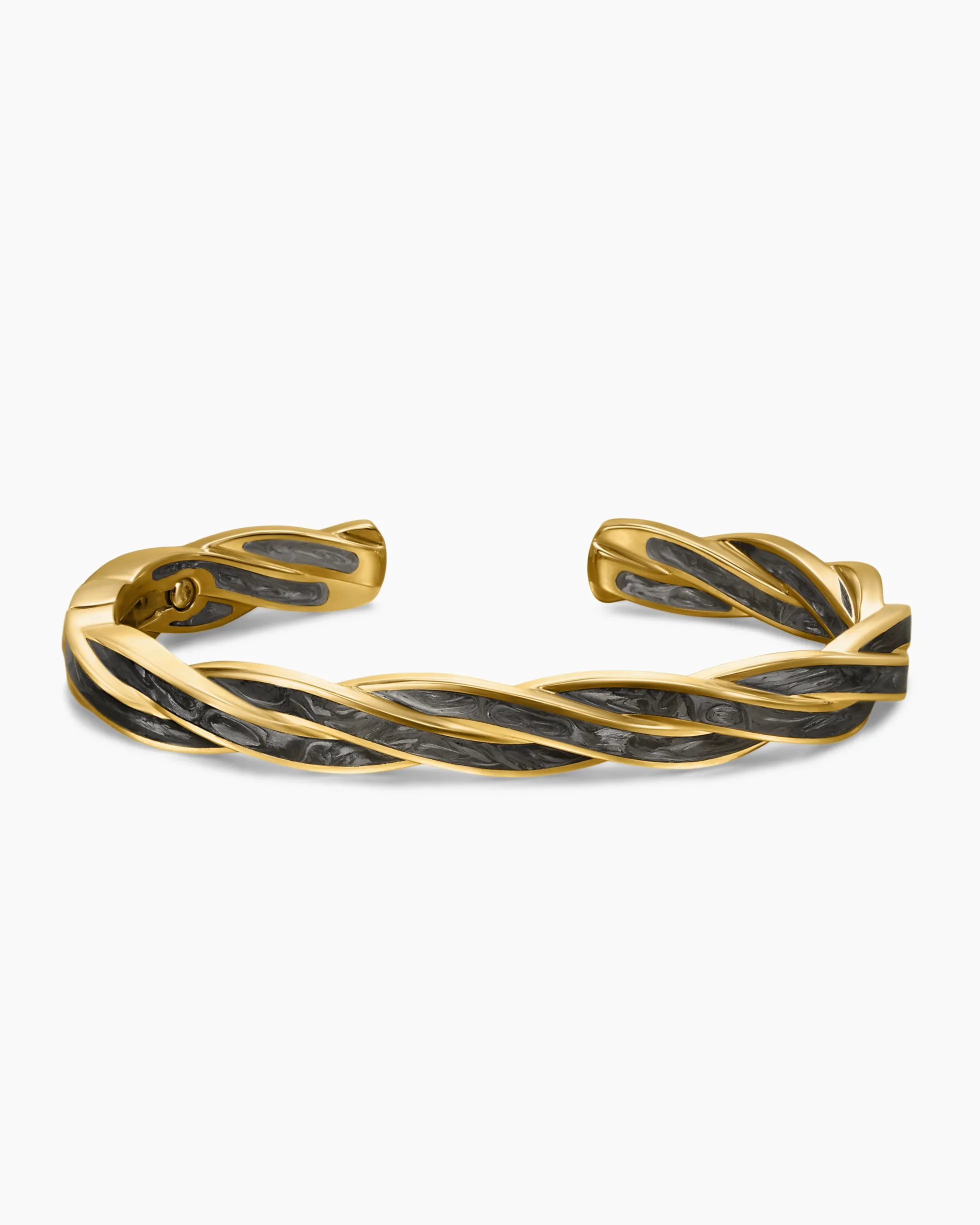 DY Helios™ Cuff Bracelet 18K Yellow Gold with Forged Carbon, 9mm