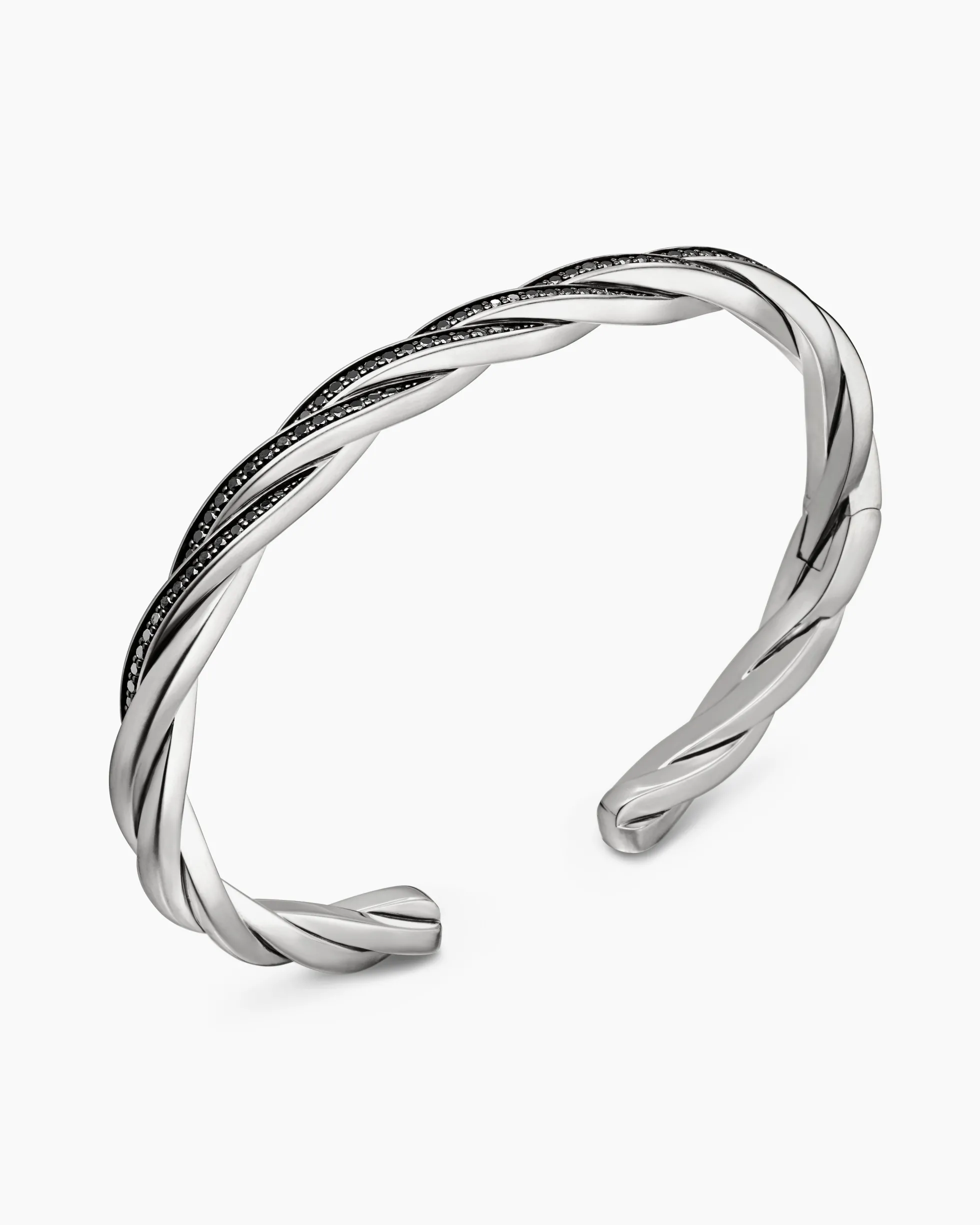 DY Helios™ Cuff Bracelet Sterling Silver with Black Diamonds, 6mm