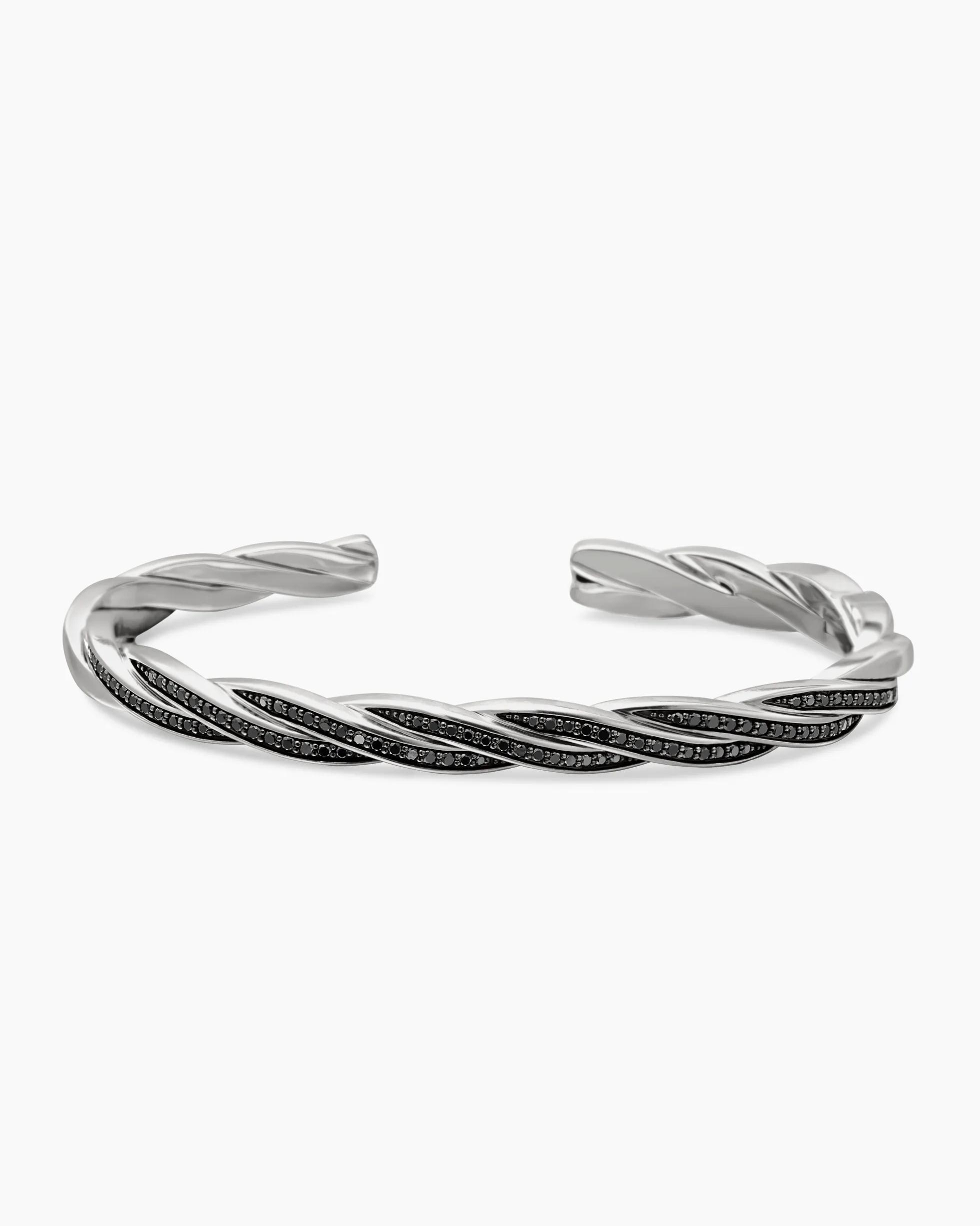 DY Helios™ Cuff Bracelet Sterling Silver with Black Diamonds, 6mm