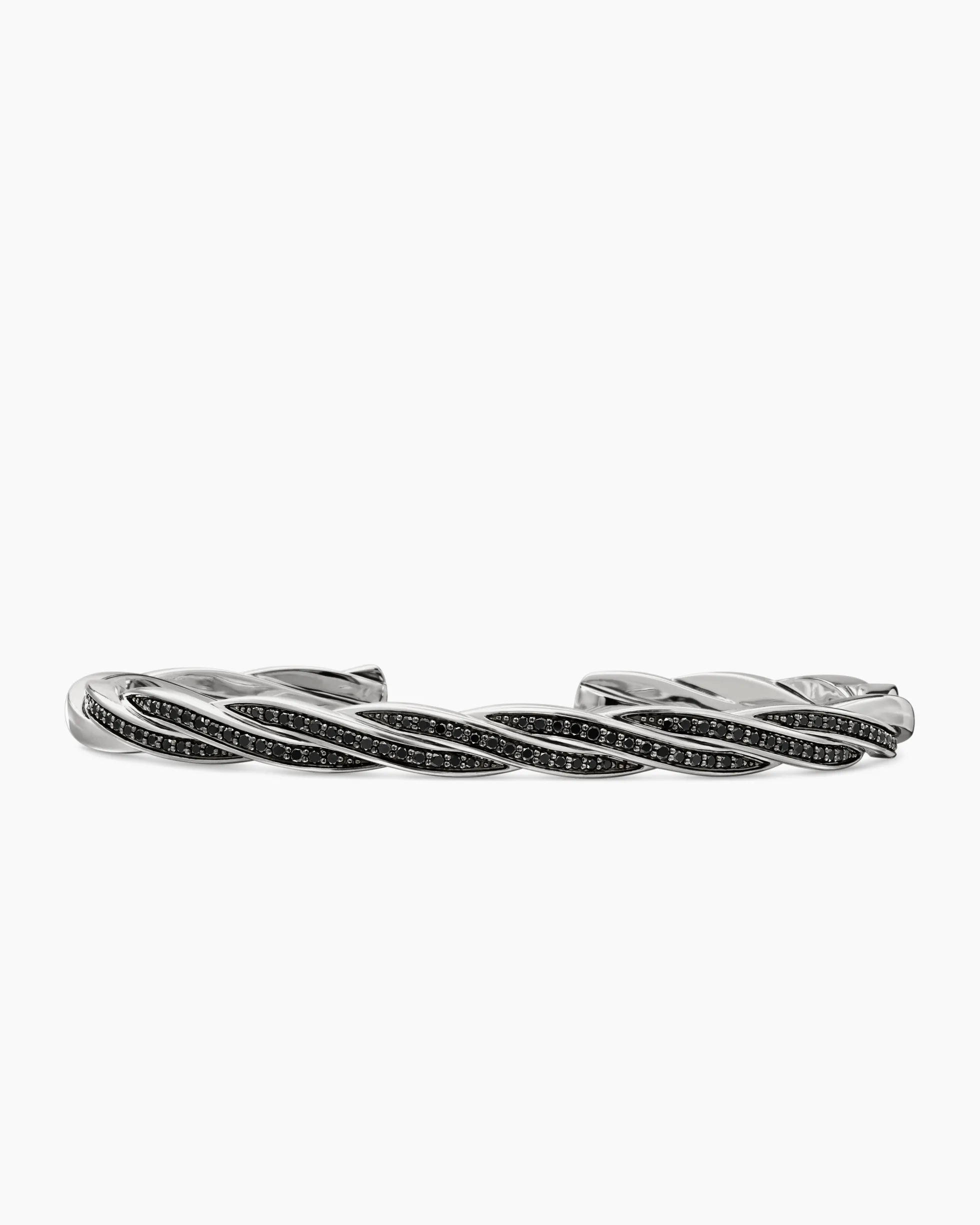 DY Helios™ Cuff Bracelet Sterling Silver with Black Diamonds, 6mm