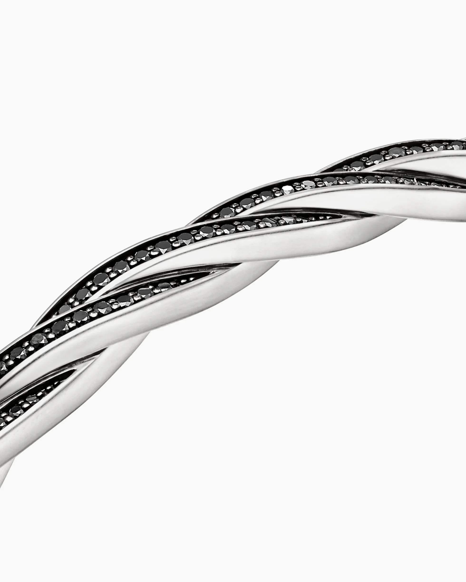 DY Helios™ Cuff Bracelet Sterling Silver with Black Diamonds, 6mm