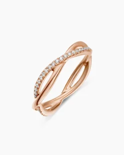 DY Infinity Band Ring 18K Rose Gold with Diamonds, 4.18mm