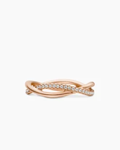 DY Infinity Band Ring 18K Rose Gold with Diamonds, 4.18mm
