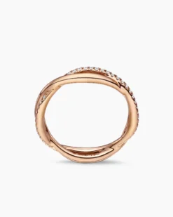 DY Infinity Band Ring 18K Rose Gold with Diamonds, 4.18mm
