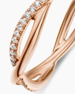 DY Infinity Band Ring 18K Rose Gold with Diamonds, 4.18mm