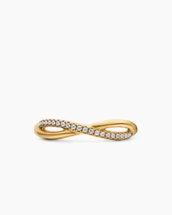 DY Infinity Band Ring 18K Yellow Gold with Diamonds, 4.18mm