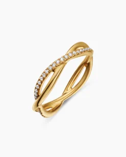 DY Infinity Band Ring 18K Yellow Gold with Diamonds, 4.18mm