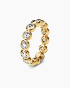DY Infinity Band Ring 18K Yellow Gold with Round Diamonds, 4.8mm