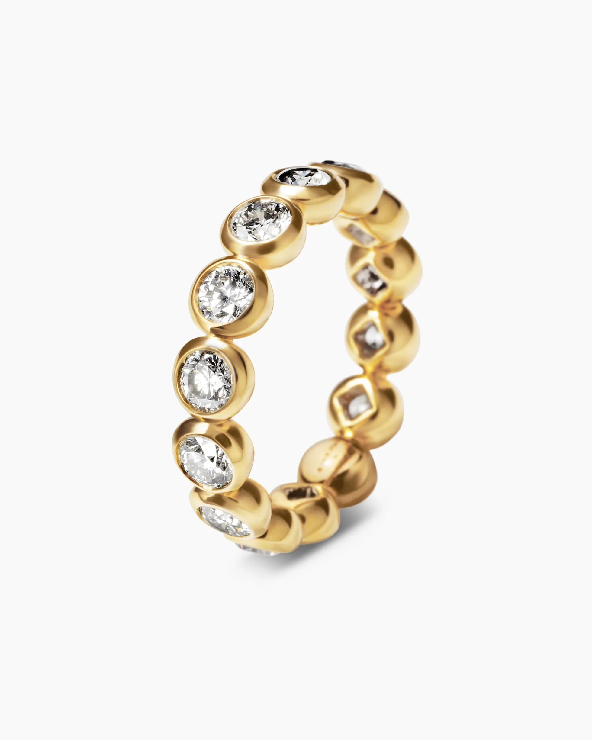 DY Infinity Band Ring 18K Yellow Gold with Round Diamonds, 4.8mm