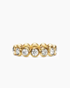 DY Infinity Band Ring 18K Yellow Gold with Round Diamonds, 4.8mm