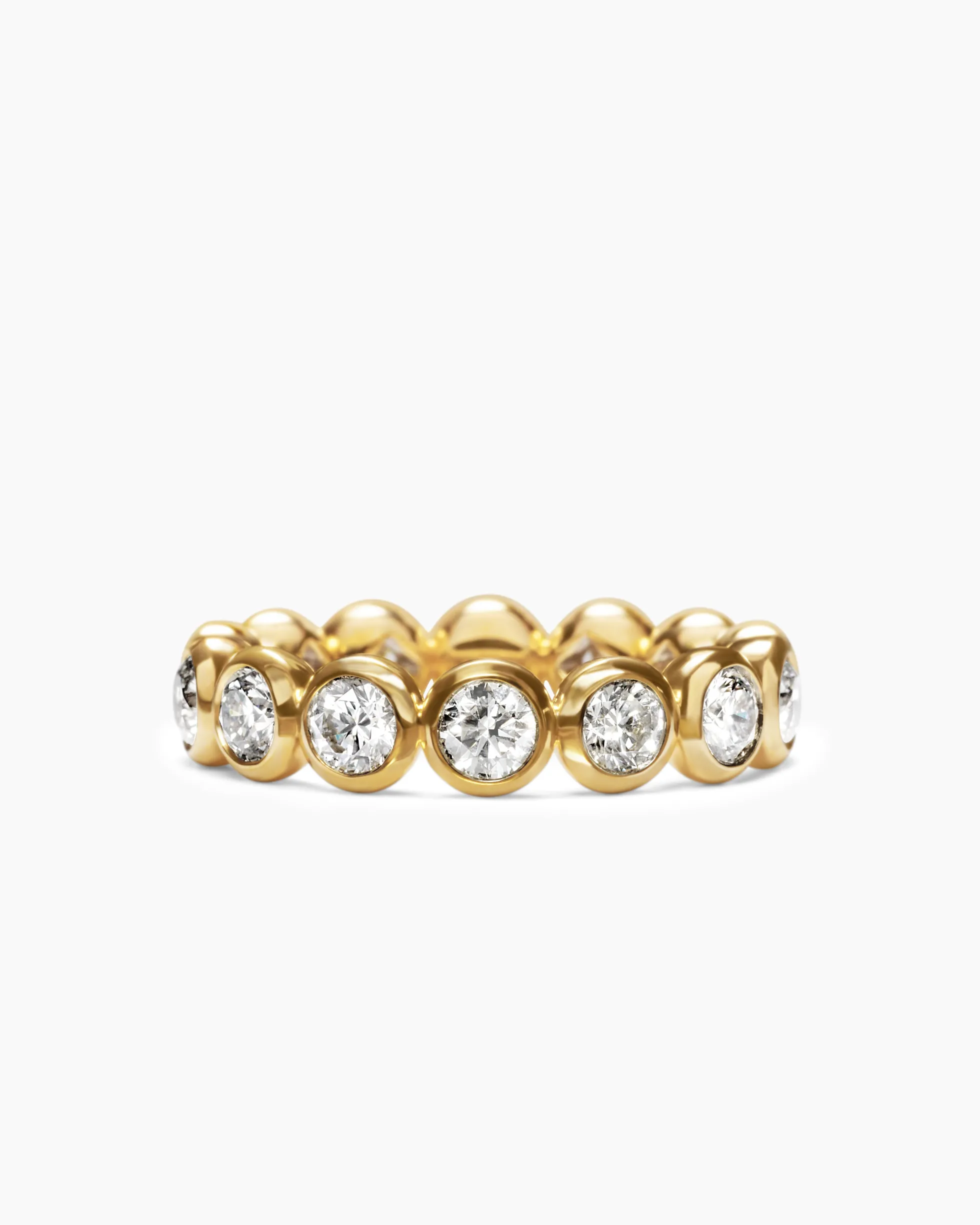 DY Infinity Band Ring 18K Yellow Gold with Round Diamonds, 4.8mm
