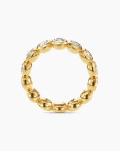 DY Infinity Band Ring 18K Yellow Gold with Round Diamonds, 4.8mm